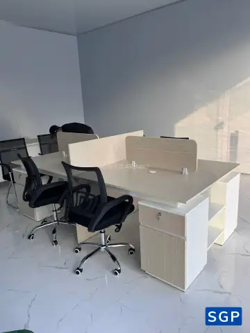 Bàn làm việc chân gỗ 4 người ngồi 2