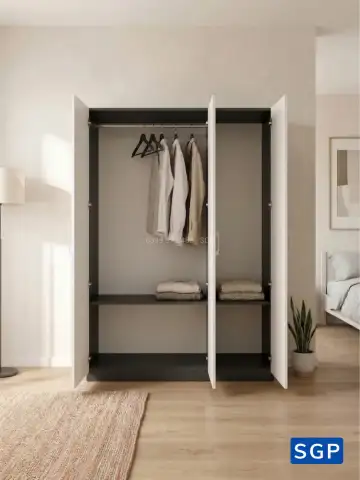 Tủ Quần Áo Gỗ Công Nghiệp MDF Cánh Mở Màu Trắng 